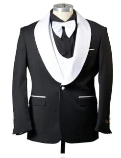 Mens Black Dinner. Jacket - Two Toned Color Blazer Black And White Lapel Sport Coat