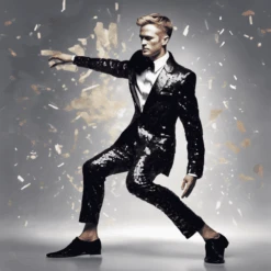 Mens Glitter SuitBlack Tuxedo - Party Suits - Stage Suit