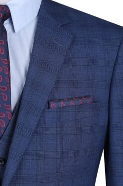 San Gemini Collection - 3 Piece Suit 2 Buttons Blue Glen Plaid Regular Fit -Alberto Nardoni Shop IMG 8187 1