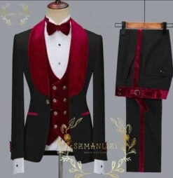 Mens Black Dinner. Jacket - Two Toned Color Blazer Black And Burgundy Sport Coat