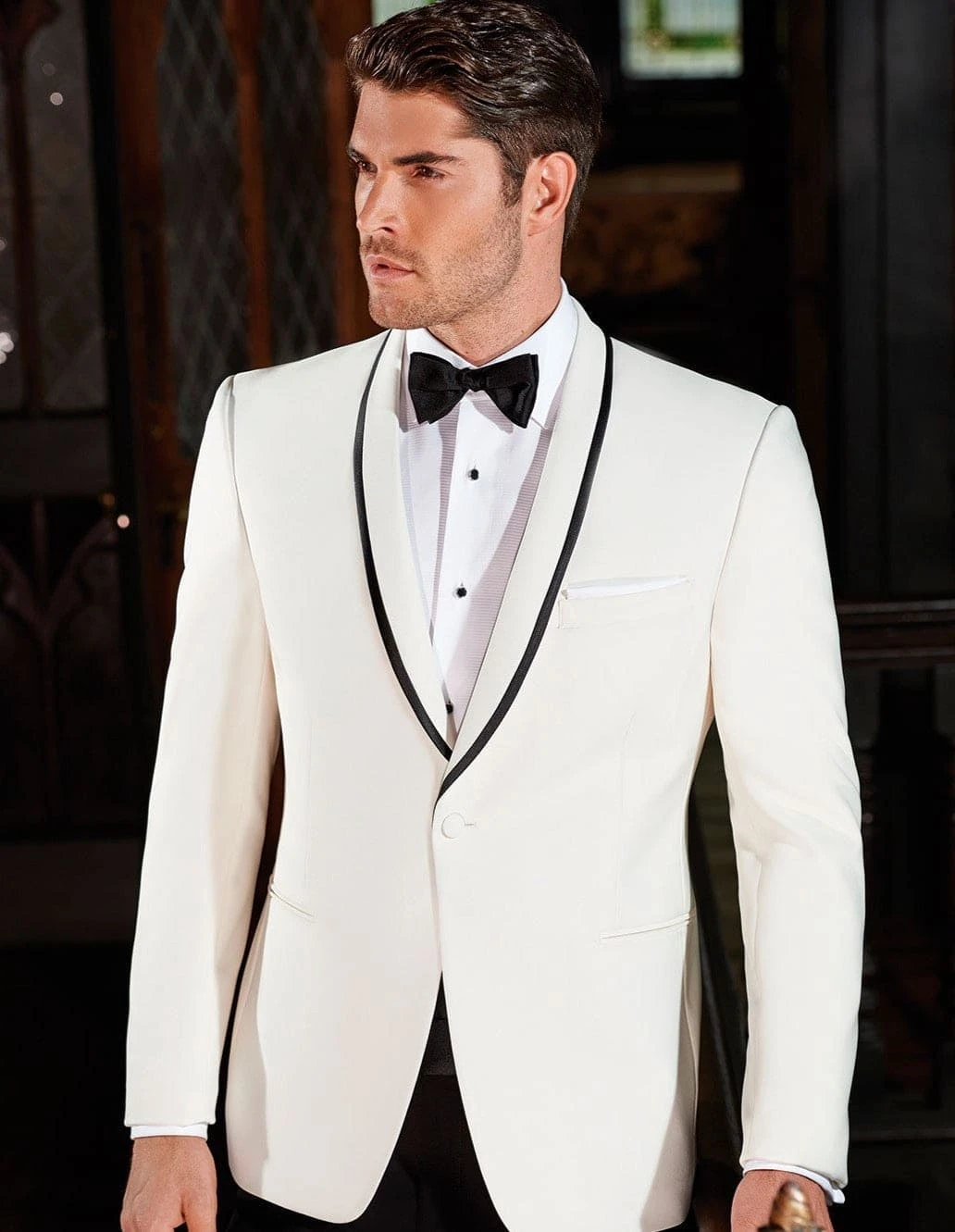Mens Designer Charles Shawl Dinner Jacket In Ivory With BlackSatinTrim 1 Mens Designer Charles Shawl Dinner Jacket In Ivory With BlackSatinTrim