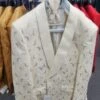 Paisley Tuxedo Dinner Jacket - Ivory - Cream - Off White Mens Blazer + Bowtie - Prom Jackets