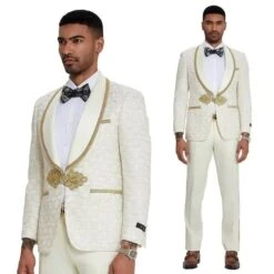 Ivory And Gold 2pc Men's Suit By Tazzio