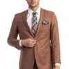 "Cognac Men's Slim Fit 2 Button Wedding Suit - Basic Style"