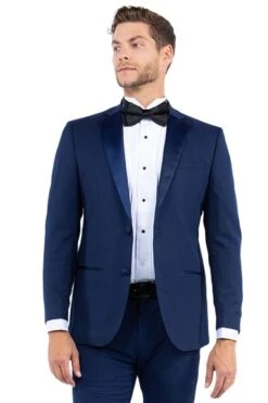 "Men's Navy Modern Fit Tuxedo Jacket With Notch Lapel - Two Button"