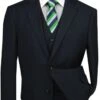 Mens Classic Vested Pinstripe Suit In Black