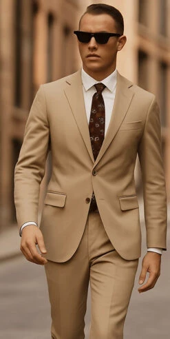 Khaki Cotton Suit - Mens Summer Suit - Tan SuitPerfectKhaki Cotton Suit - Mens Summer Suit - Tan Suit For Casual Or Dressy Events Or Casual -Alberto Nardoni Shop Khaki Cotton Suit 4