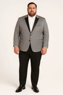 Men's Grey Velvet Tuxedo Jacket With Black Satin Lapel Suit – Mens Blazer + Black Pants -Alberto Nardoni Shop LapelSuit