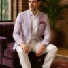 Mens Italian Lavender Seersucker Blazer – Lightweight Summer Striped Suit Jacket