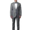 Mens Modern Wool Peak Trim Prom Tuxedo In Light Grey