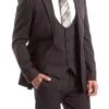 Gray Solid Color 3 Piece Slim Fit Suit 1 Button Peak Lapel