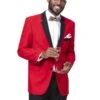 Mens Classic 2 Button Notch Lapel Tuxedo In Red