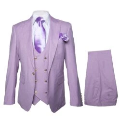 Rossi Man MAX RM1378 Slim Fit 3-Piece Suit – Sophisticated Solid Lavender Suit For Men