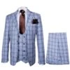 Rossi Man MAX RM1822 Slim Fit 3-Piece Suit – Premium Light Blue & Brown Plaid Formal Suit For Men