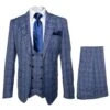 Rossi Man MAX RM1823 Slim Fit 3-Piece Blue Plaid Suit – Tailored For Weddings & Business