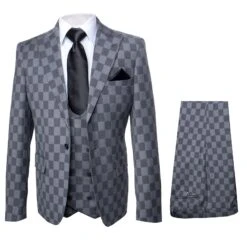 Rossi Man MAX RM1836 Slim Fit 3-Piece Grey Suit – Tailored Formal Suit For Men