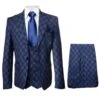 Rossi Man MAX Collection RM1838 – Modern Slim Fit 3-Piece Navy Check Suit For Men