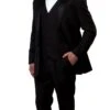 Solid Black Modern Fit Tuxedo 3 Piece With 6 Button Vest