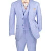 Light Blue Modern Fit 3 Piece Suit With Vest And Adjustable Waist Band Pants