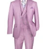 Lavender Modern Fit 3 Piece Suit With Vest And Adjustable Waist Band Pants