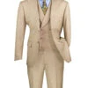 Taupe Modern Fit 3 Piece Suit With Vest And Adjustable Waist Band Pants