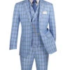 Lazio Collection - Modern Fit Windowpane Suit 3 Piece In Light Blue