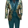 Emerald Gold Modern Fit 3 Piece Suit With Matching Bow Tie