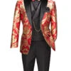 Red Gold Modern Fit 3 Piece Suit With Matching Bow Tie