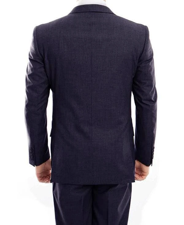 Arezzo Collection - 100% Wool Suit Modern Fit Italian Style 2 Piece In Navy 2 Arezzo Collection - 100% Wool Suit Modern Fit Italian Style 2 Piece In Navy - Image 2
