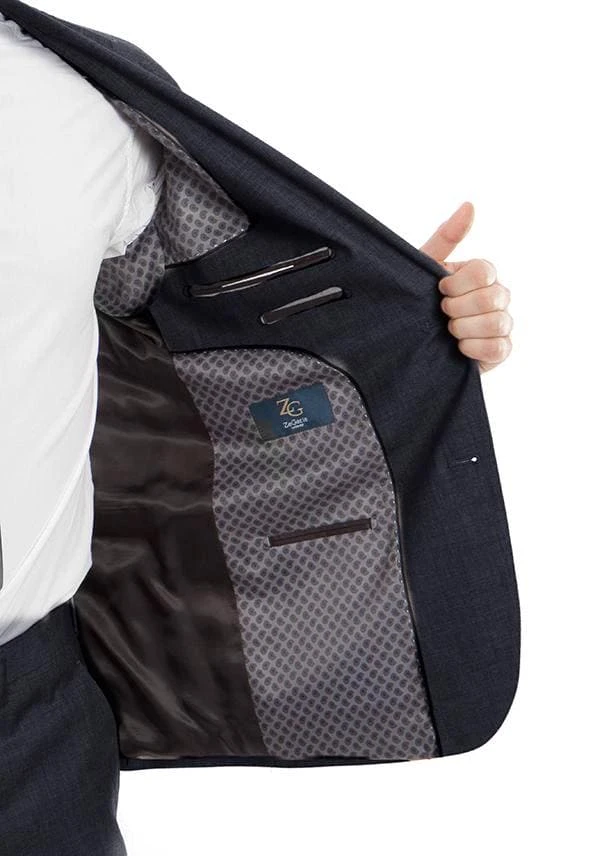 Arezzo Collection - 100% Wool Suit Modern Fit Italian Style 2 Piece In Navy 3 Arezzo Collection - 100% Wool Suit Modern Fit Italian Style 2 Piece In Navy - Image 3