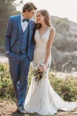 Western Suit - Trajes Para Hombres - Cowboy Formal Attire - Trajes De Novio - Cornflower -Alberto Nardoni Shop Men Cornflower Notch Label Suit