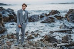 Western Suit - Trajes Para Hombres - Cowboy Formal Attire - Trajes De Novio - Light Gray -Alberto Nardoni Shop Men Light Gray Single Brested Suit