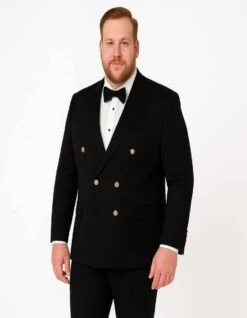 Men’s Black Double-Breasted Tuxedo – Classic Shawl Lapel Suit With Gold Buttons For Weddings, Galas, And Black Tie Events -Alberto Nardoni Shop Men sBlackDouble BreastedTuxedo ClassicShawl