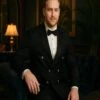 Men’s Black Double-Breasted Tuxedo – Classic Shawl Lapel Suit With Gold Buttons For Weddings, Galas, And Black Tie Events
