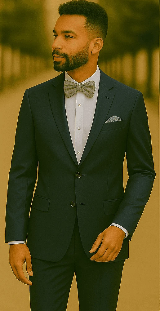 Men’s Slim Fit 100% Wool Suit By Rossiman Rossi – Peak Lapel Jacket & Plum Tapered Pants - Image 4