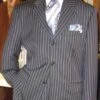 Gangster Suit - Mobster Suit - Mafia Suit For Mens 3 Button Black & White Bold Chalk Pinstripe Gangster Suit
