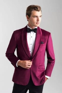 Velvet Blazer - Mens Blazer - Dinner Jacket "Venice" Cranberry Velvet Dinner Jacket - Separates -Alberto Nardoni Shop Mens Blazer Cranberry Dinner Jackets