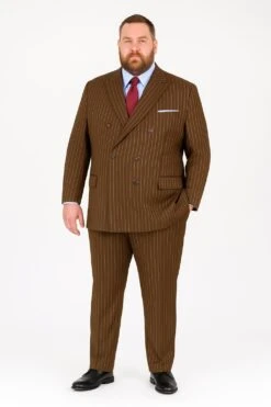 Mens Brown Pinstripe Double-Breasted Suit – Classic 6-Button Business And Vintage Style -Alberto Nardoni Shop Mens Brown Pinstripe Double Breasted Suits
