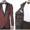 Velvet Blazer - Mens Velvet Jacket Velvet Shawl Collar Dinner Smoking , Slim Fit Burgundy ~ Wine ~ Maroon Suit