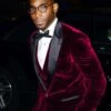 Mens Designer Velvet Dinner JacketBurgundy