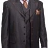 Mens Double Breasted Red And White Pinstripe Peak Lapel Six Button Suit