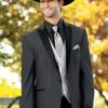 Mens 1 Button Peak Lapel In Grey Cowboy Suit - Country Wedding Suits