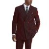 Gangster Suit - Mobster Suit - Mafia Suit For Mens Double Breasted Gangster Pinstripe In Black & Red