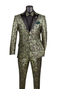 Emerald Green And Gold Floral Tuxedo Suit For Men Perfect Prom Or Wedding Suit -Alberto Nardoni Shop Mens Emerald Green and Gold Floral Tuxedo Suit