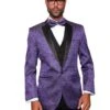 Mens Purple Floral Prom Tuxedo Dinner Jacket With Black Lapel