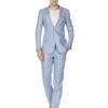 Mens Modern Fit Linen Wedding Suit Light Blue