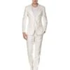 Mens Cheap White Suit Modern Fit Linen Wedding Suit White