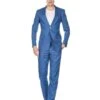 Mens Cheap Blue Suit Mens Modern Fit Linen Wedding Suit Indigo
