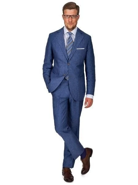 Mens Big And Tall Linen Suit -Sky Blue Suit 1 Mens Big And Tall Linen Suit -Sky Blue Suit