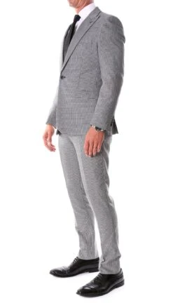 Mens Slim Fit Houndstooth Peak Lapel 2pc Suits -Alberto Nardoni Shop Mens Slim Fit Houndstooth Suits